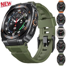 Rugged Silicone Band Strap For Samsung Galaxy Watch Ultra 47mm Metal Bumper Case