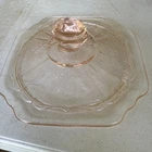 Vintage 1930s DEPRESSION GLASS Adam Pink JEANNETTE 6" Square Butter Dish Lid