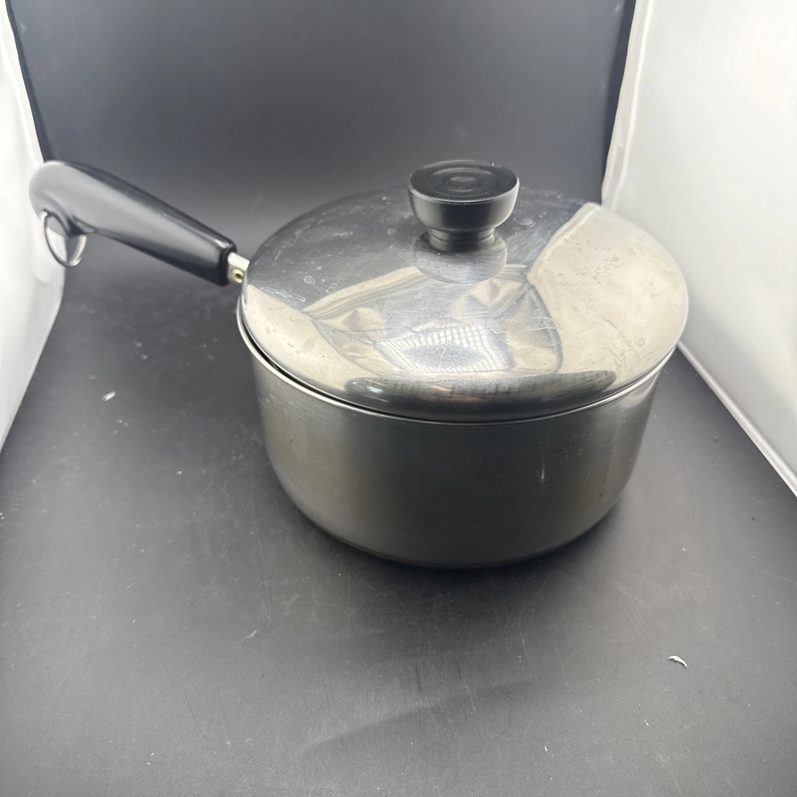 Vintage REVERE WARE 1801 2 Qt Copper Bottom Sauce Pan Pot with Lid