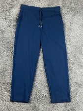 St John Womens Pants Navy Blue M Elastic Drawstring Straight Leg Stretch Knit