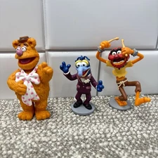 Muppets Figures Set Of 3 Fozzie Bear Gonzo Animal Drummer Plastic Collectible