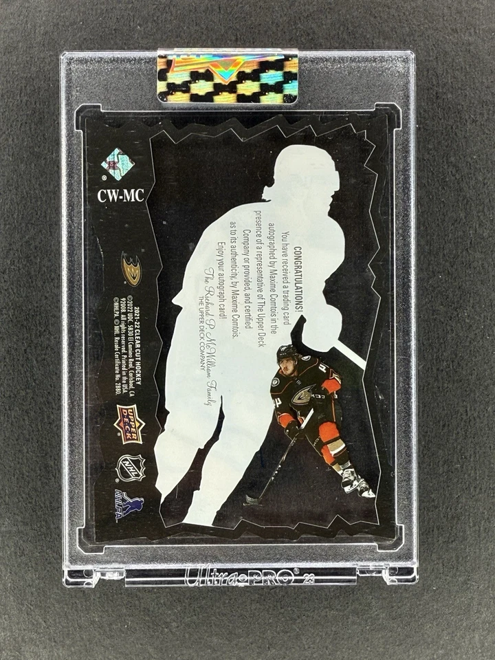 2021-22 Upper Deck Clear Cut Winners Auto Maxime Comtois Anaheim Ducks Encased - Image 2 of 2