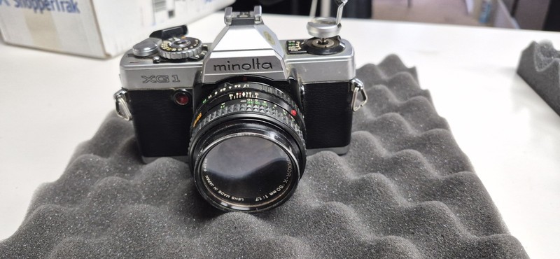 Minolta XG-1 Black 35mm SLR Film Camera w/ Rokkor-X 50mm f/1.7 Lens untested 