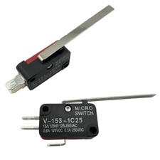 2 Pcs - Micro Switch V-153-1C25 Long Lever 3-Pins 15A 125/250VAC