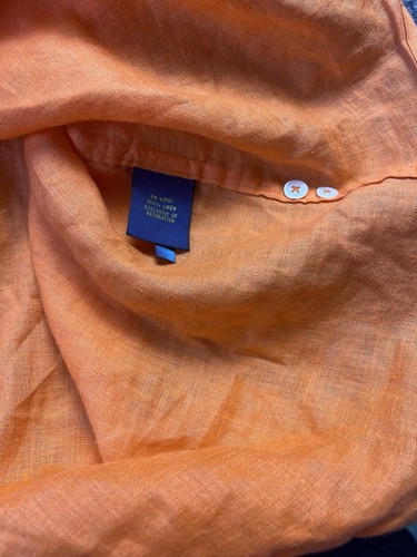 Polo Ralph Lauren Boy’s Large Relaxed Fit 100% Linen Orange Button Down Shirt - Picture 7 of 8