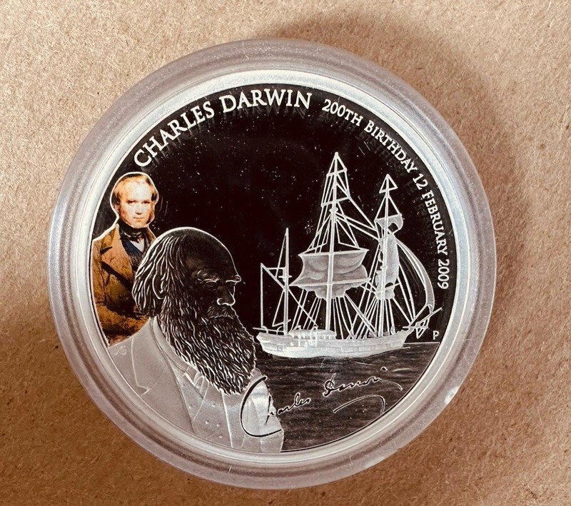 2009 TUVALU AUSTRALIA ONE OUNCE 99.9 SILVER  CHARLES DARWIN 200TH ANNIVERSARY