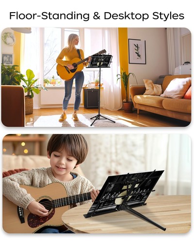 K KASONIC Notenständer, 2 in 1 Dual-Use klappbarer Notenständer 1er Pack schwarz  - Bild 2 von 7