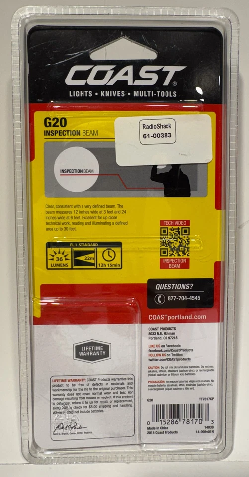 Linterna de Inspección LED COAST G20 - 36 Lúmenes, Impermeable, 12h AAA Foto 2 de 2