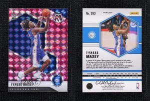 2020-21 Panini Mosaic Rookie Pink Camo Mosaic Prizm Tyrese Maxey #203 Rookie RC