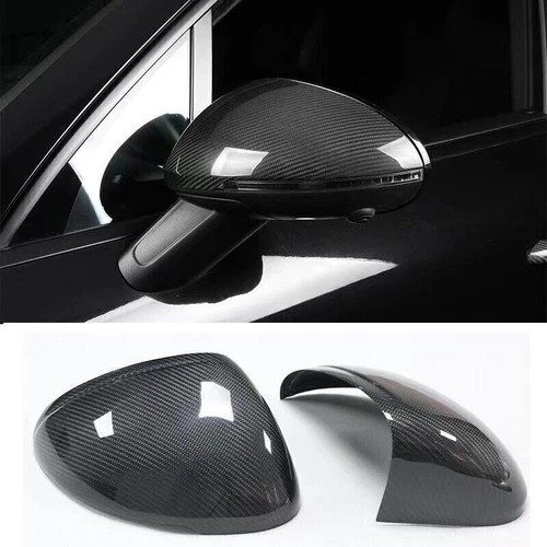 Carbon Fiber Side Mirror Cover Cap With Light Add On For Porsche Macan 2015-2021