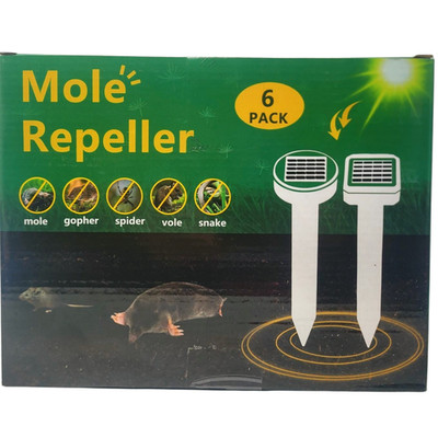 6 Pk Solar Ultrasonic Pest Repeller Mole Squirrel Snake Gopher Deterrent Garden