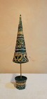 Christmas Tree 19-inch Faux Potted Sparkly Gold Silver Glitter Green Tabletop