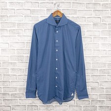 SUITSUPPLY Men's Spread Collar Dress Shirt in Blue mini Polka dot size 15 1/2 L