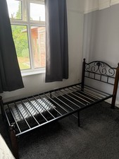 single bed frame metal and wood, no mattress included