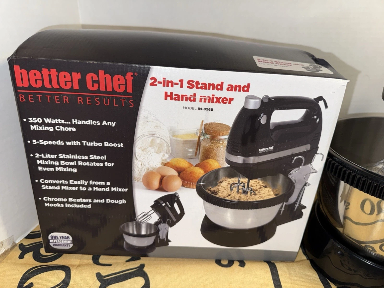 Better Chef 350W 5-Speed-plus-Boost Hand and Stand Mixer w Stainless Steel Bowl
Opens in a new windo