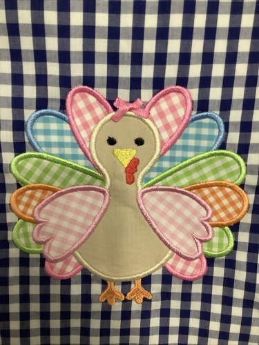 Claire And Charlie Boutique Plaid Embroidered Turkey Bishop Dress Girls 5 New - Picture 6 of 23