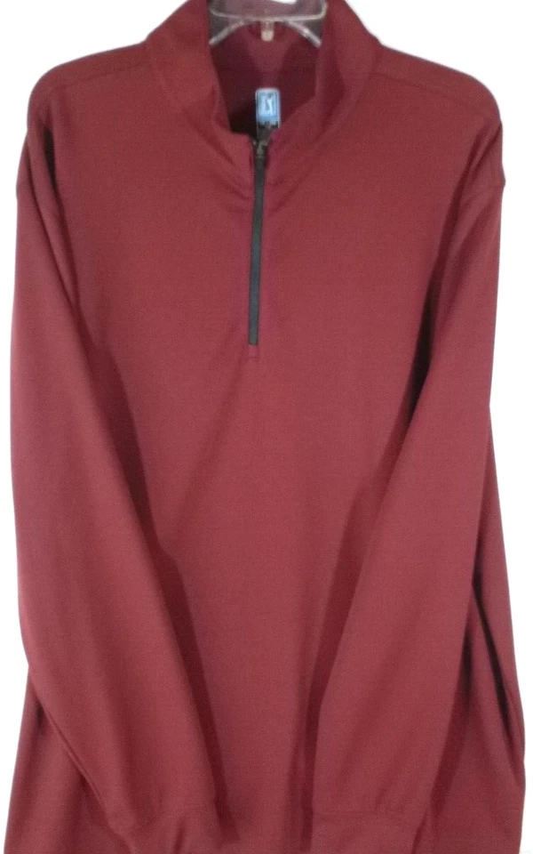 PGA Tour-Sudadera Pullover Rendimiento Manga Larga Hombre-2XL XXL-Granate-1/4 Cremallera Foto 4 de 4