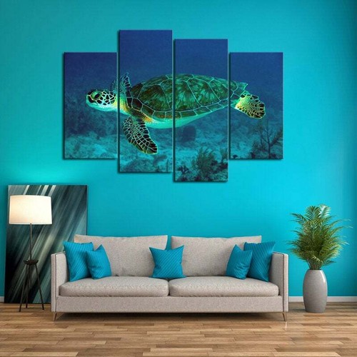Multi Panel Print Sea Turtle Glide Canvas Wall Art Ocean Life Underwater 5 Piece - Picture 2 of 11