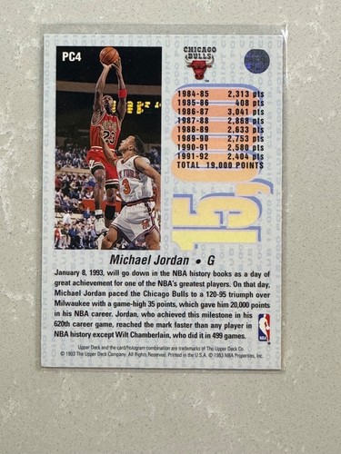 1992-93 Upper Deck Michael Jordan 15000 Point Club #PC4 Chicago Bulls WOW! - Bild 2 von 2