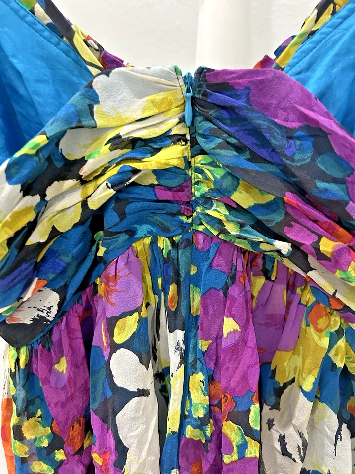 Vestido Vintage Y2K 100% Seda Talla 4 Caprichoso Hada Glam Sweetheart Empire Años 2000 Foto 4 de 4