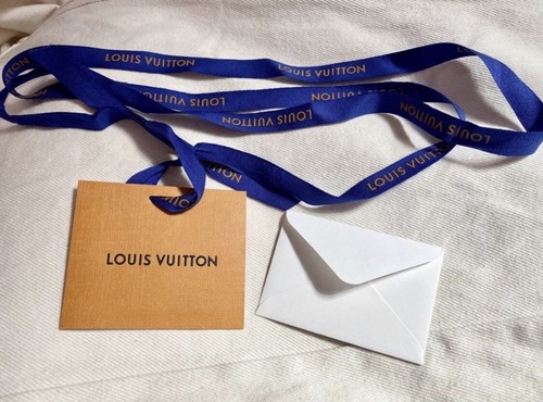 Louis Vuitton Logo Arancione \u0026 Blu GROS Grain Nastro + piccola busta e  carta | eBay