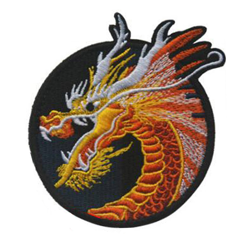 2Pcs Chinese Dragon US Tactical Game Embroidered Hook&Loop Patch Blue Badge