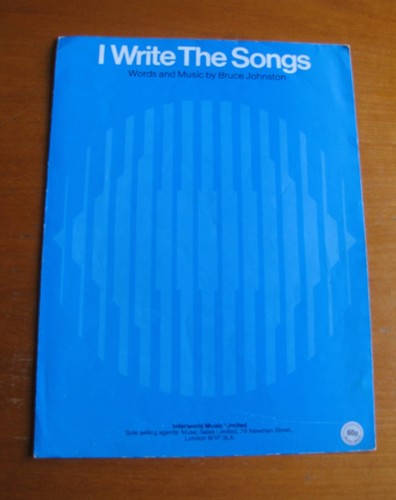 I WRITE THE SONGS, Vintage Sheet Music, 1974, Interworld Music Ltd., B. Johnston