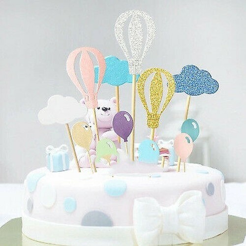 60 Confezione Cupcake Topper Cielo Tema Kit Incluso Cloud Palloncino Luna Stars - Picture 5 of 5