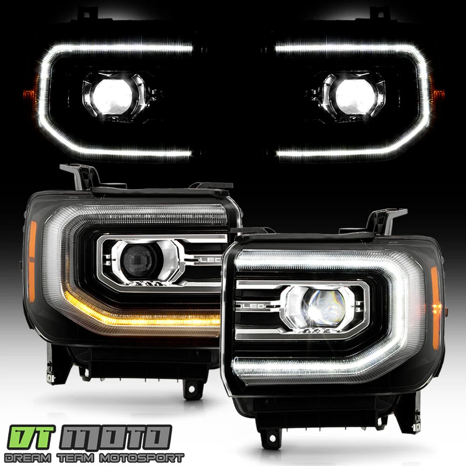 适用于 2014 - 2015 年 GMC Sierra 1500 升级整容全 LED 投影仪前灯套装 — 第 3/4 张图片