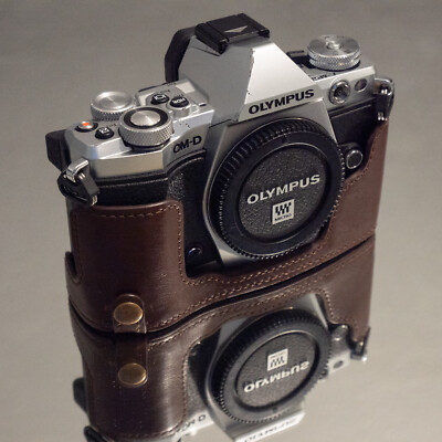 Olympus OM-D E-M5 Mark II Silver Camera Mirrorless M43 Half Leather Case
