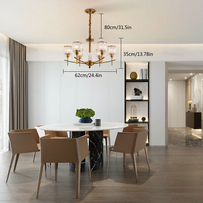Modern Crystal Chandeliers Dinning Bedroom 6-Light Pendant LED Ceiling Lamp 265V