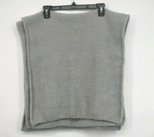 Womens Light Gray Knit Construction Scarf Ribbed Trim Rectangle Shape Winter OS