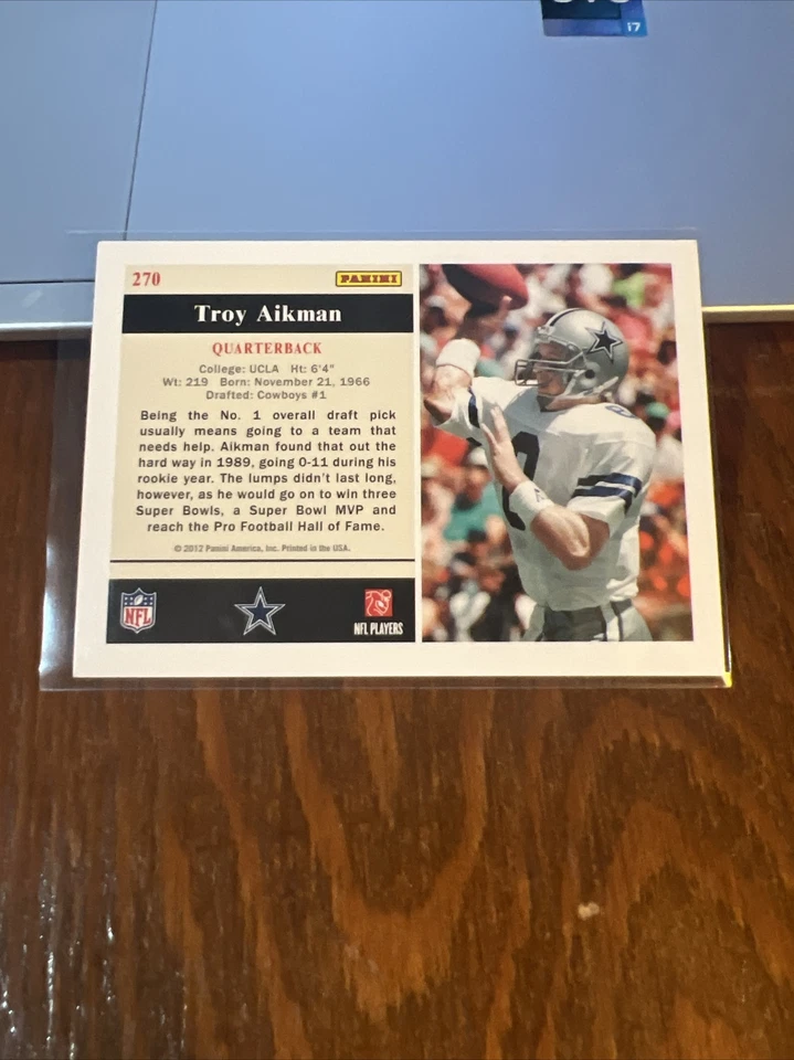 Troy Aikman 2012 Score Rookie Flashbacks Reprint #270 HOF DALLAS COWBOYS RARE!! - Image 4 of 4