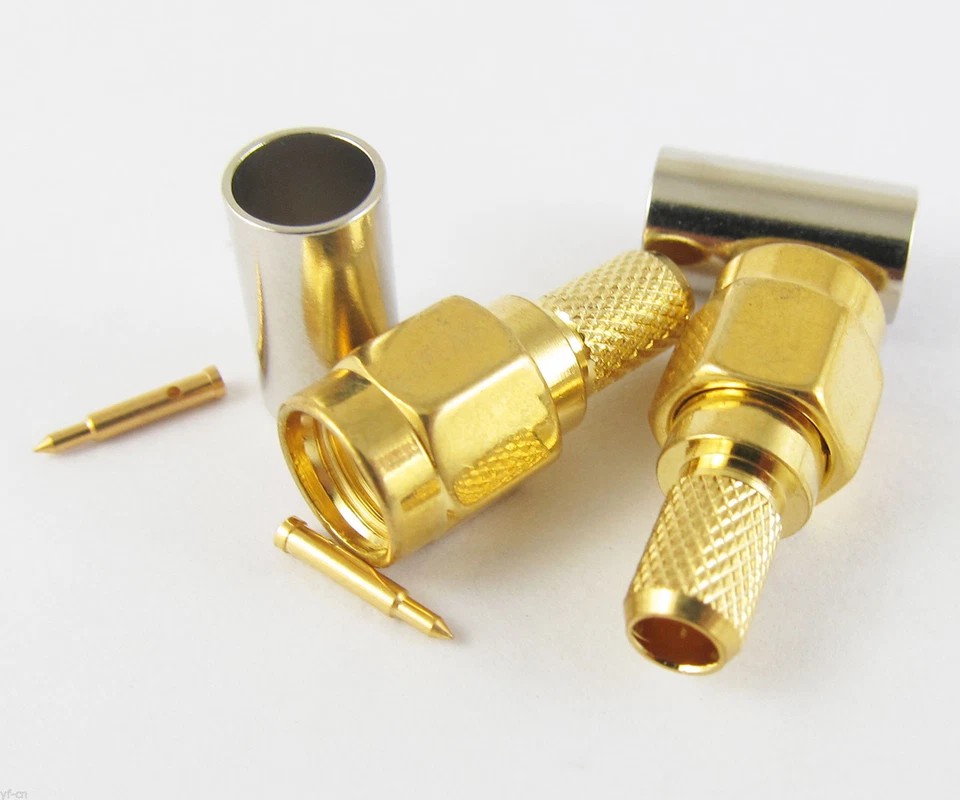 10pc SMA Male Plug Straight Crimp for RG58 RG142 RG223 RG400 LMR195 RF Connector - Image 3 of 4