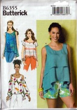 Butterick 6355 Sewing Pattern High Low Top Cold Shoulder Misses or Plus Size New