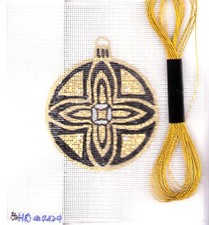 Vintage Glass Ornament Christmas Needlepoint Canvas Hand Painted 18 mesh signed