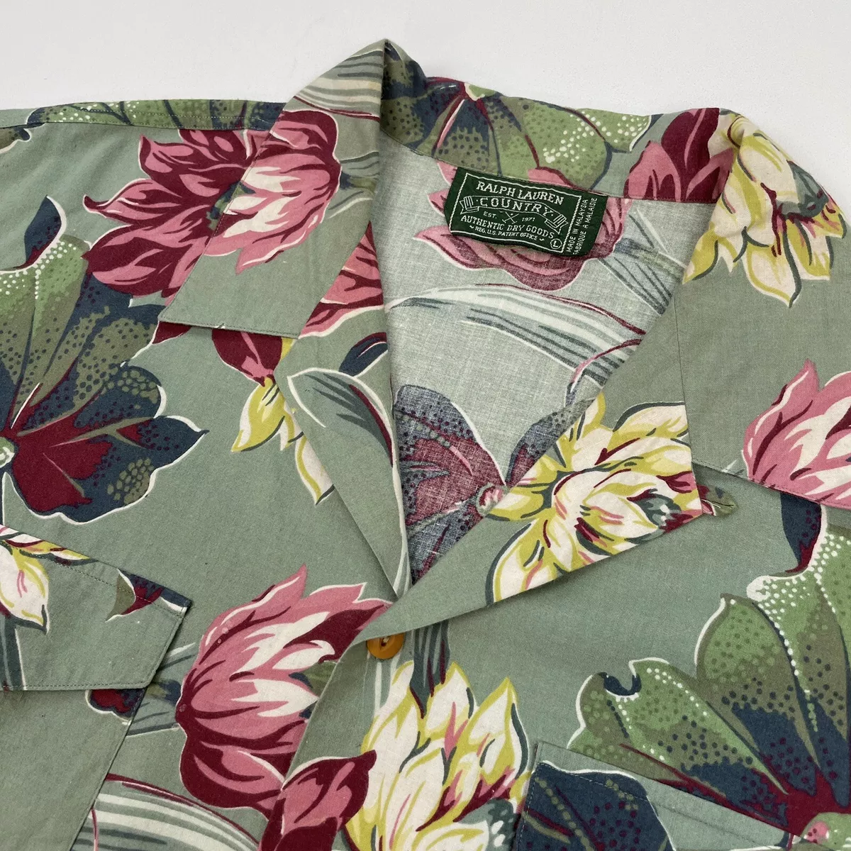 Vintage Ralph Lauren Polo Country (L) Floral Hawaiian Tropical Cotton Shirt