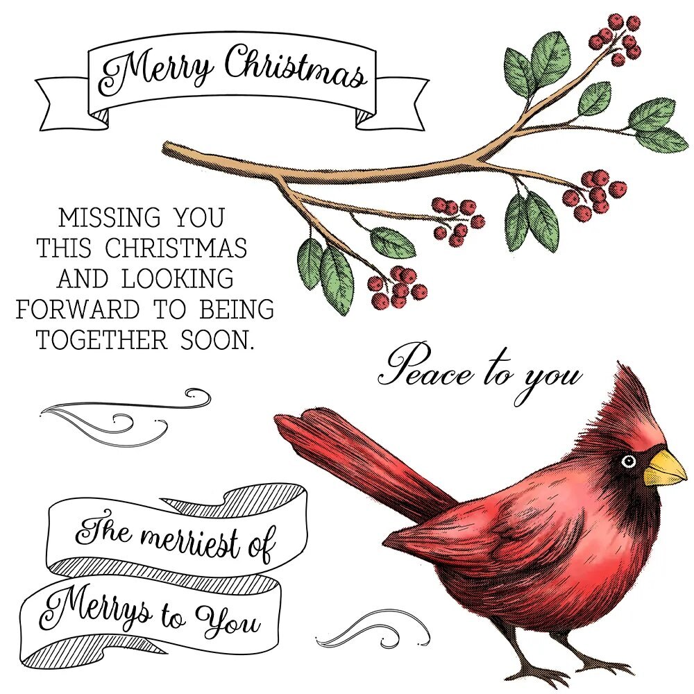 Winter Christmas Birds Holly Branch Peace Metal Cutting Dies Clear Stamps