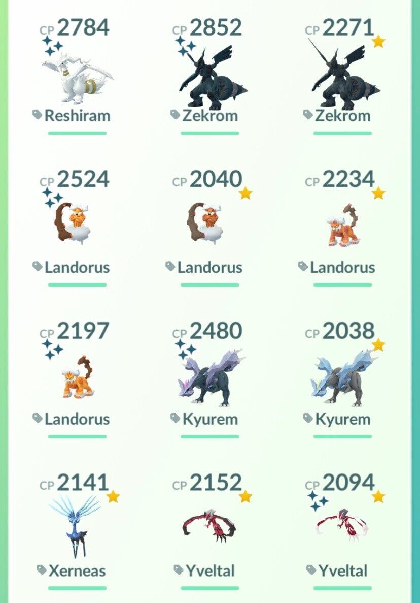 Pokemon TRADE Go - Shiny Legendary - Zekrom, Palkia,Rayquaza, Mewtwo,  Guzzlord