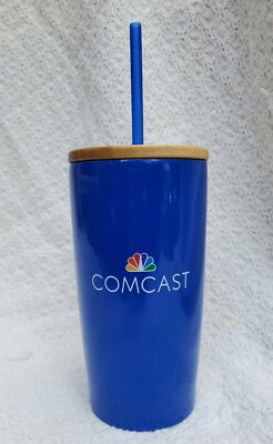 Comcast NBC Blue Insulated Stainless Steel 20 Oz Travel Tumbler - Lid & Straw
