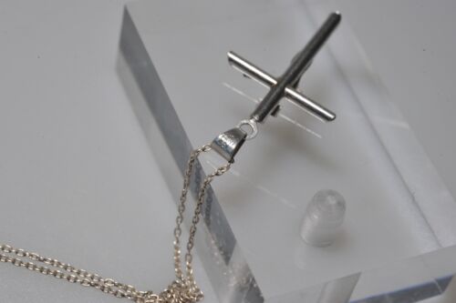 CIONDOLO CROCE CROCIFISSO ORO BIANCO 14 KT con catena ss collana LF13 - Foto 13 di 14