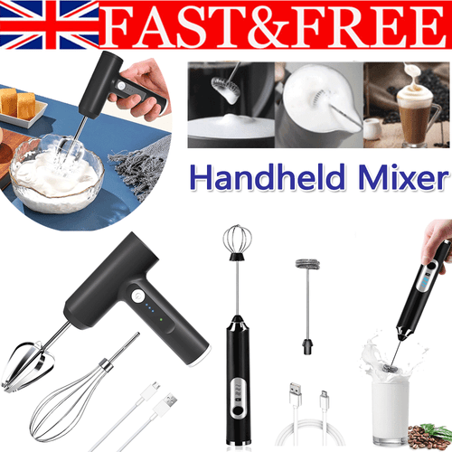 Wireless Handheld Mixer USB Rechargeable 3 Speed Turbo Boost Electric