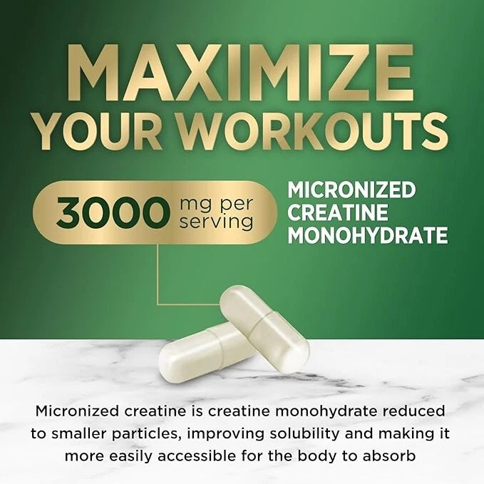 Creatine Monohydrate Capsules 3000mg – Best Micronized Creatine Powder - Support - Image 3 of 4