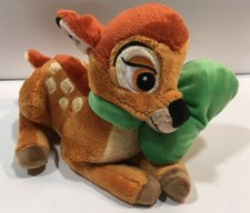Disney Store Bambi with Green Bow Stuffed Animal Plush Deer Fawn Toy