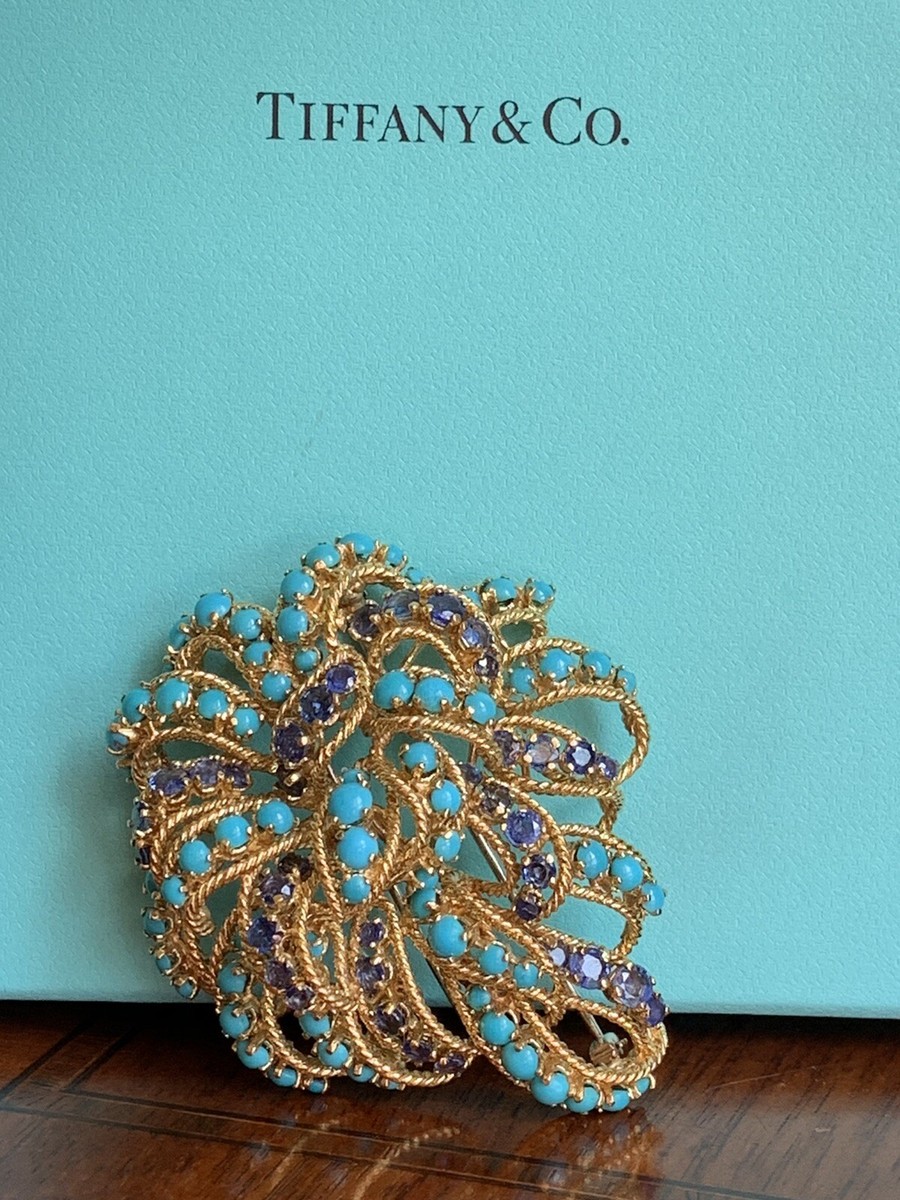 Tiffany & Co. ブローチ ティファニーブルー Tiffany & Co 18K Gold Turquoise Blue Sapphires Brooch Pin