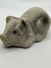 VTG Black and White Piglet figurine Ceramic Vintage Collector Farm Pig HARD FIND