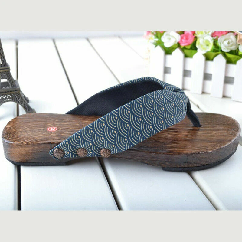 Da Uomo Estivi Giapponese Geta Zoccoli Infradito Sandali Infradito di Legno - Immagine 4 di 4