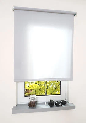 Springrollo Mittelzugrollo Schnapprollo Fenster Rollo Hellgrau Breite 60-200 cm - Bild 1 von 4