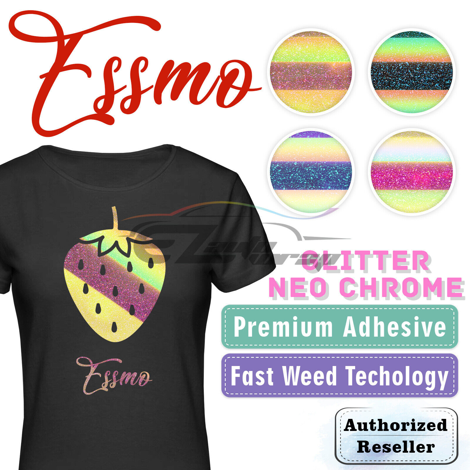 ESSMO™ Neo Chrome Glitter Holographic Sparkle T-Shirt Heat Transfer Vinyl HTV Klasyczny, 2022