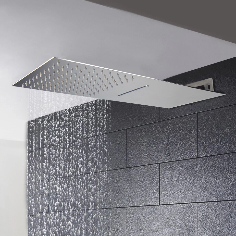 Stainless Steel Shower Faucet Rain Rectangle Shower Head Wall Mount Mixer Tap